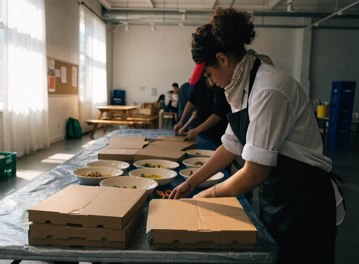 Dion's catering boxes arranged for a group event
