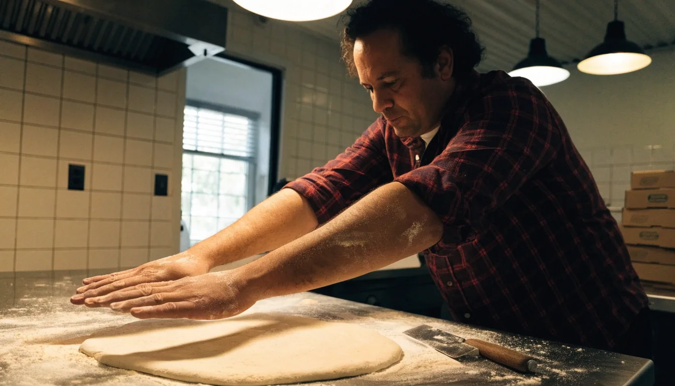 Inside a neighborhood pizza kitchen during a working lunch shift